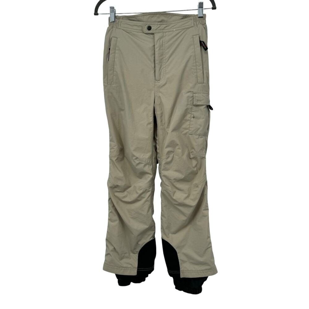 Obermeyer Junior Youth Cargo Snow Pants 10 Tan Black Waterproof Snowboarding‎